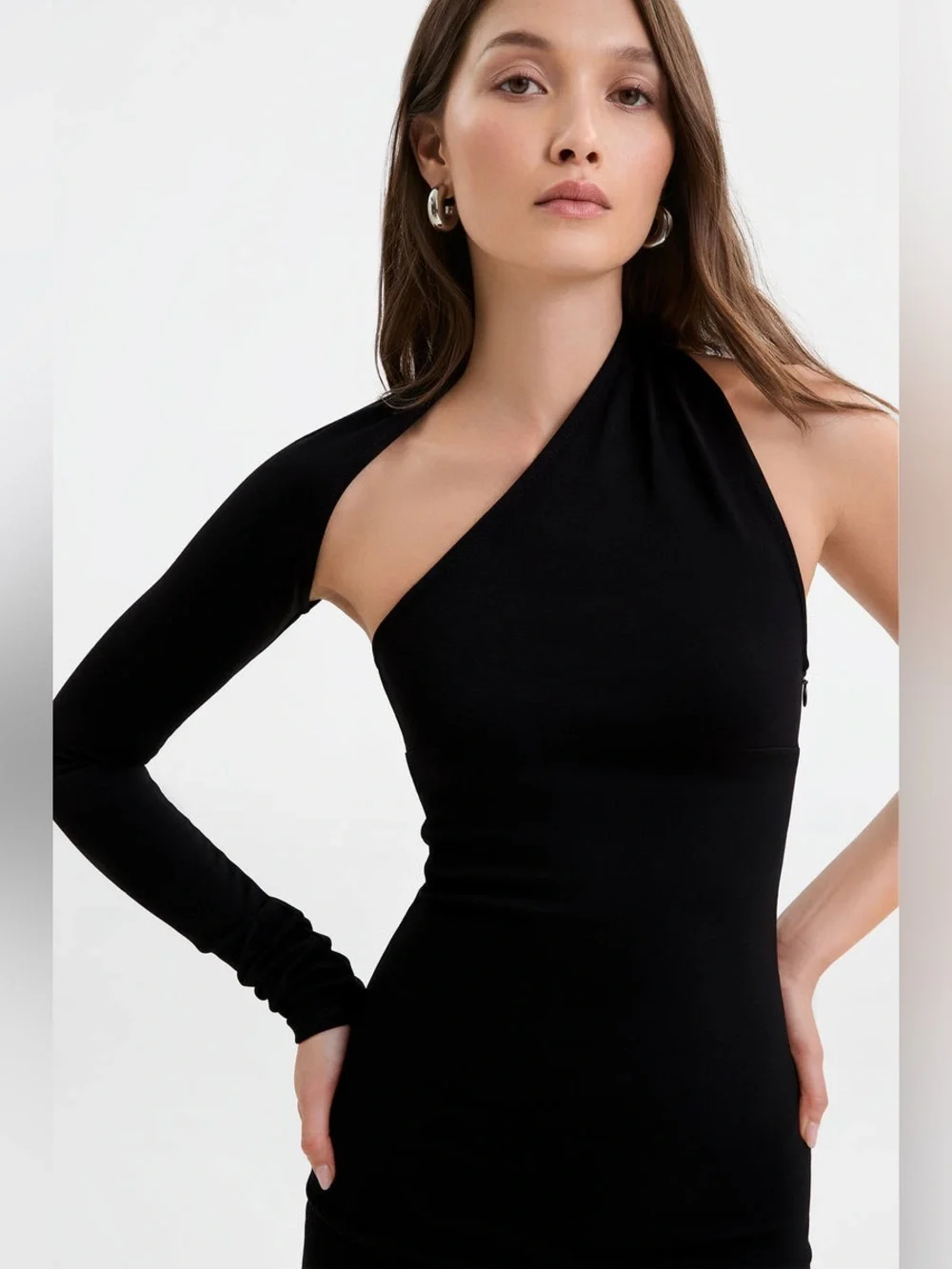 Marcella NYC Manhatten One Shoulder Midi Dress European Ponte Open Back Halter S - Picture 6 of 15